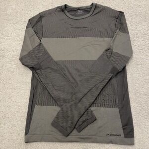 Brooks Streaker Drilayer Running Shirt Mens Medium Gray Thumbholes Long Sleeve